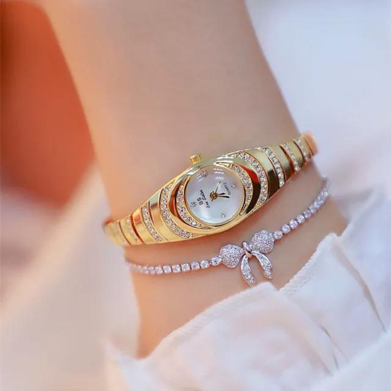 Elegante Frauen Quarzuhr Armbanduhren & Taschenuhren Stella Brillante Jewellery Gold Armband  