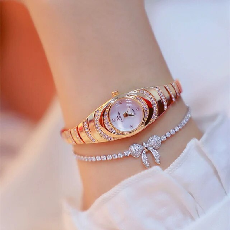 Elegante Frauen Quarzuhr Armbanduhren & Taschenuhren Stella Brillante Jewellery Roségold Armband  