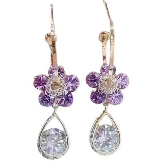 -30% Kristallblumen-Ohrringe Blaue Kristallblumen-Ohrringe Stella Brillante Jewellery Lila  