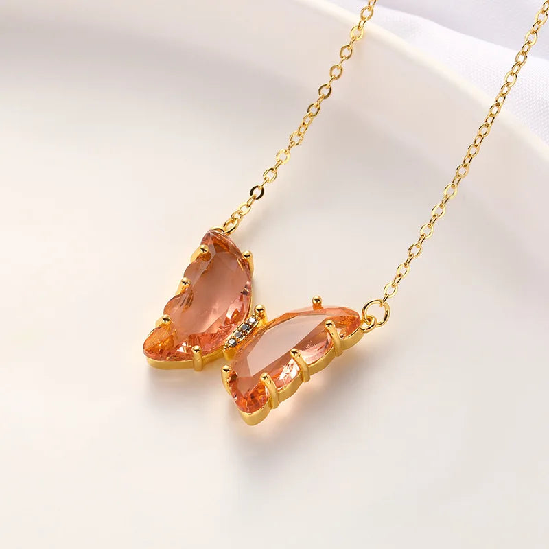 -20% Kristall-Schmetterlings-Halsketten  Stella Brillante Jewellery Orange  