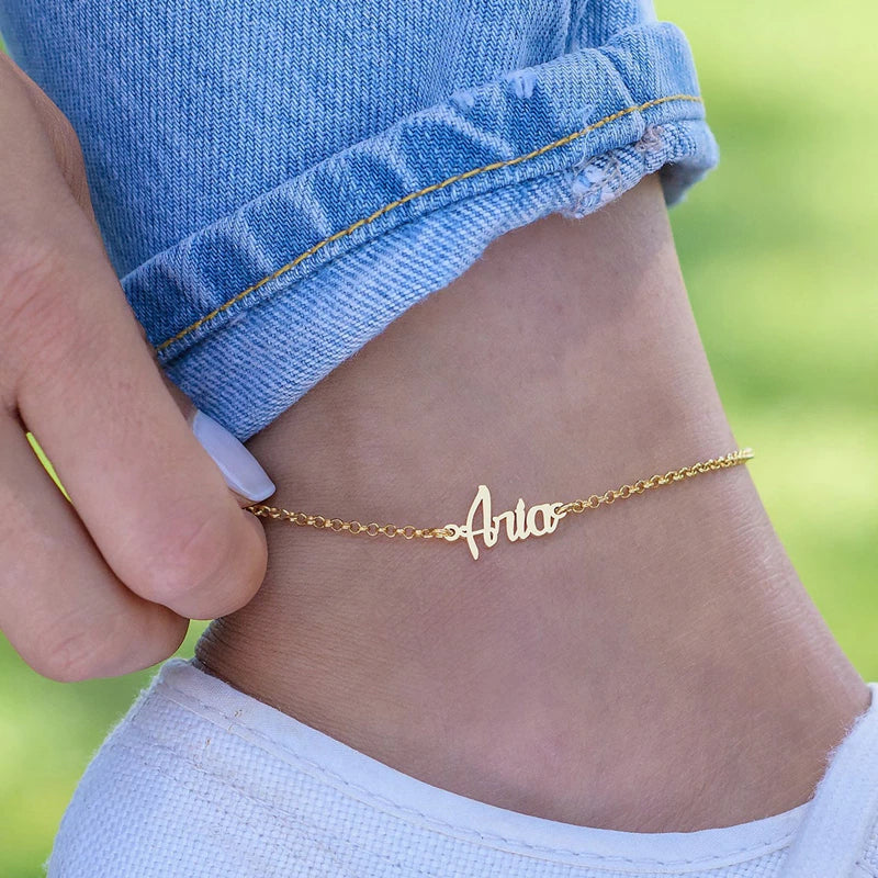 Personalisierte Namen-Fusskette Anklets Stella Brillante Jewellery Gold  